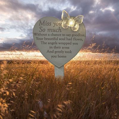 Miss You Solar Light Heart Stake