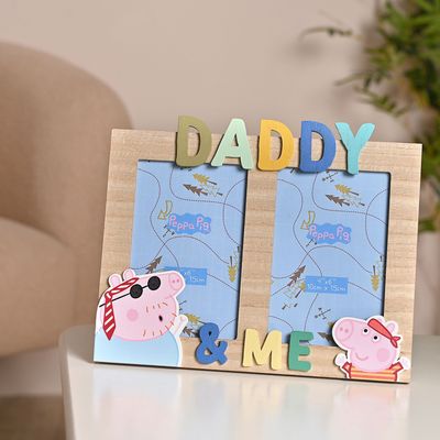 Peppa Pig Wooden Photo Frame Double Picture Daddy &amp; Me