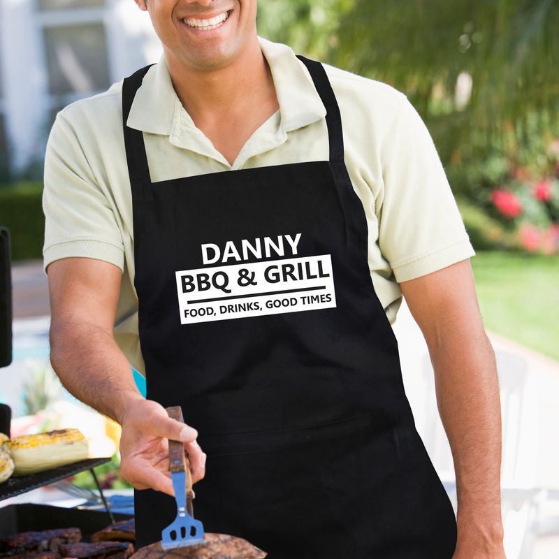 Personalised BBQ &amp; Grill Black Apron