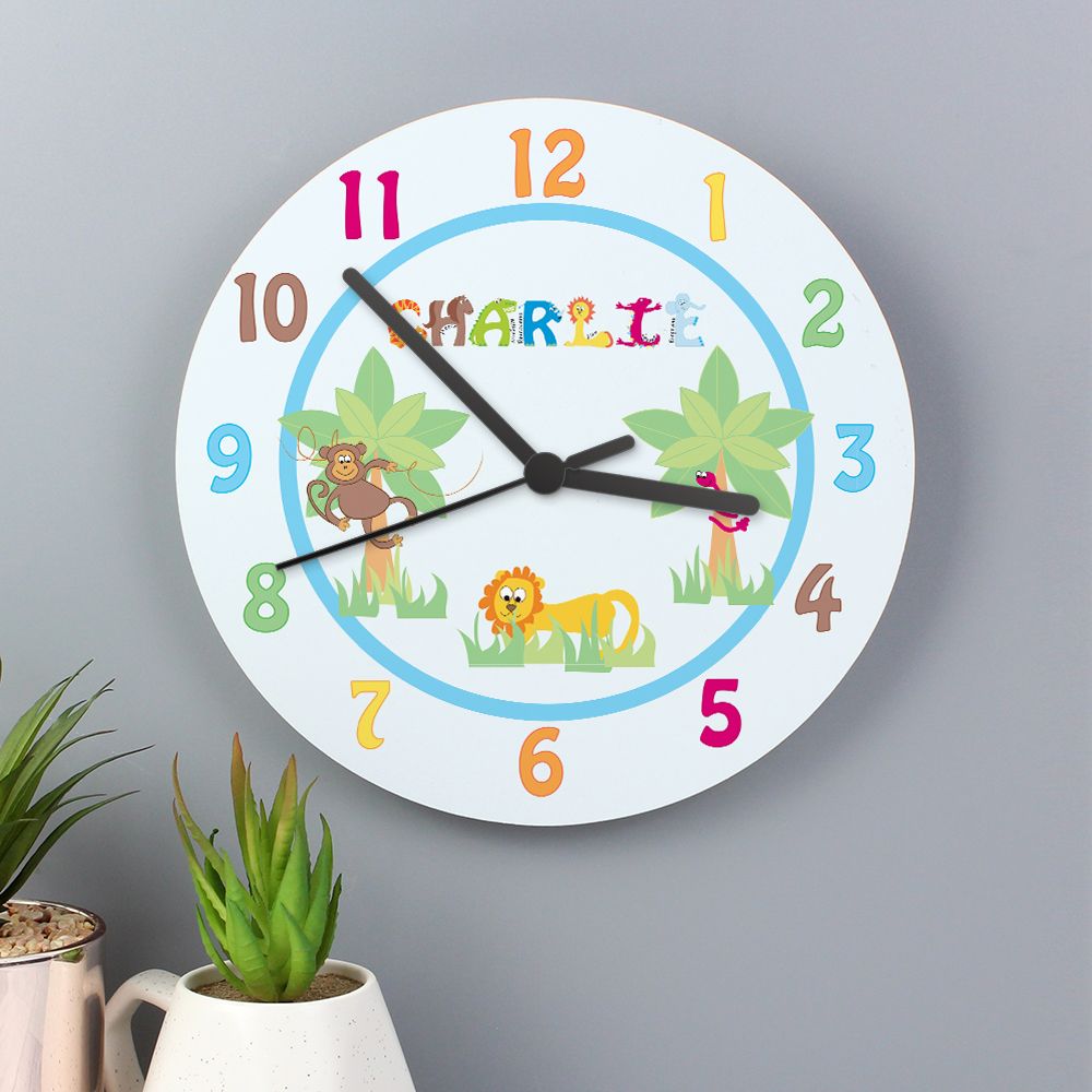 Personalised Blue Animal Alphabet Clock