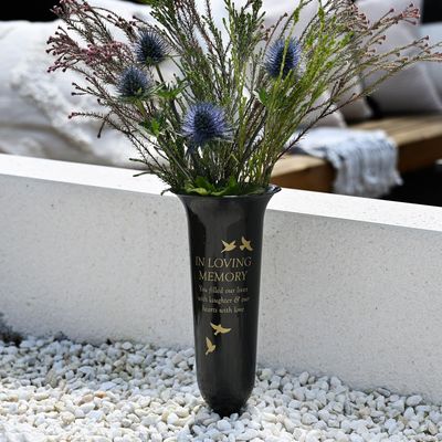 THOUGHTS OF YOU&#39; BLACK VASE - LOVING MEMORY