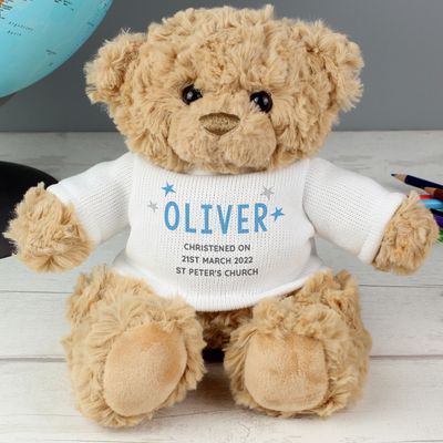 Personalised Blue Name &amp; Message Teddy Bear