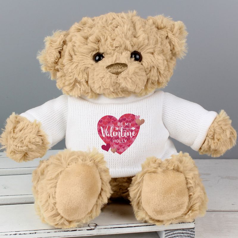 Personalised Valentine&#39;s Day Confetti Hearts Teddy Bear