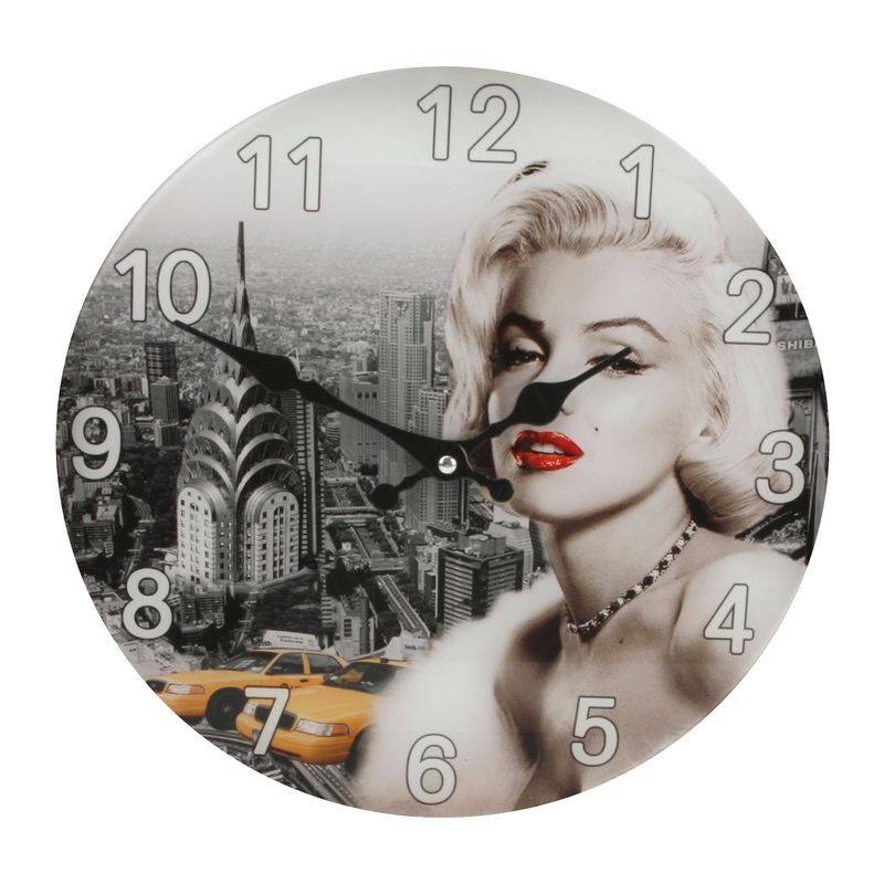 Marilyn Monroe Glass Wall Clock 30cm Iconic Design