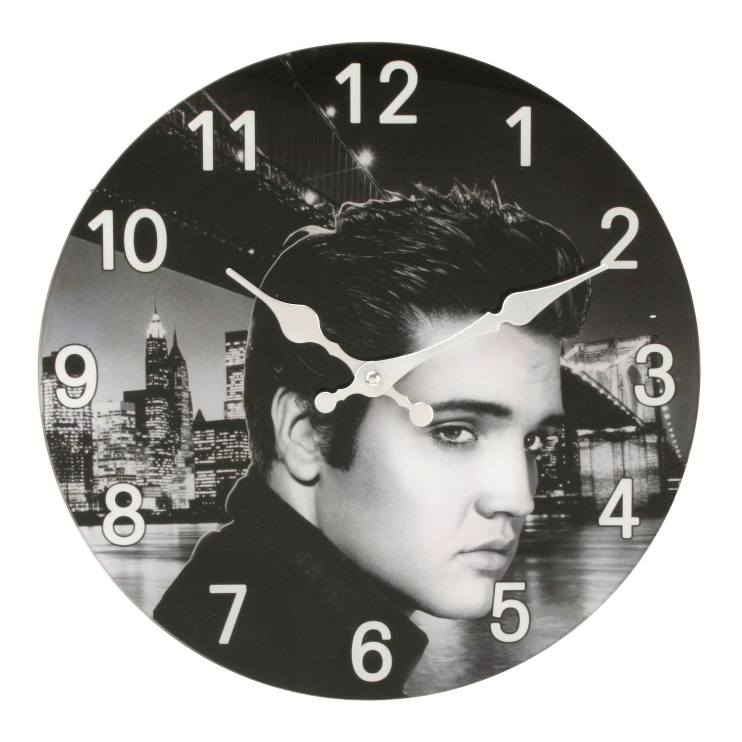 Elvis Glass Wall Clock 30cm Female Icon