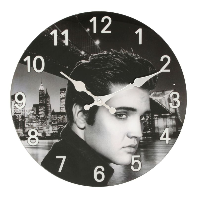 Elvis Glass Wall Clock 30cm Female Icon