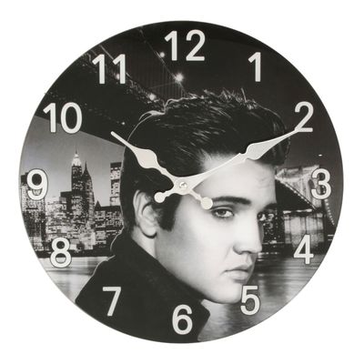 Elvis Glass Wall Clock 30cm Female Icon