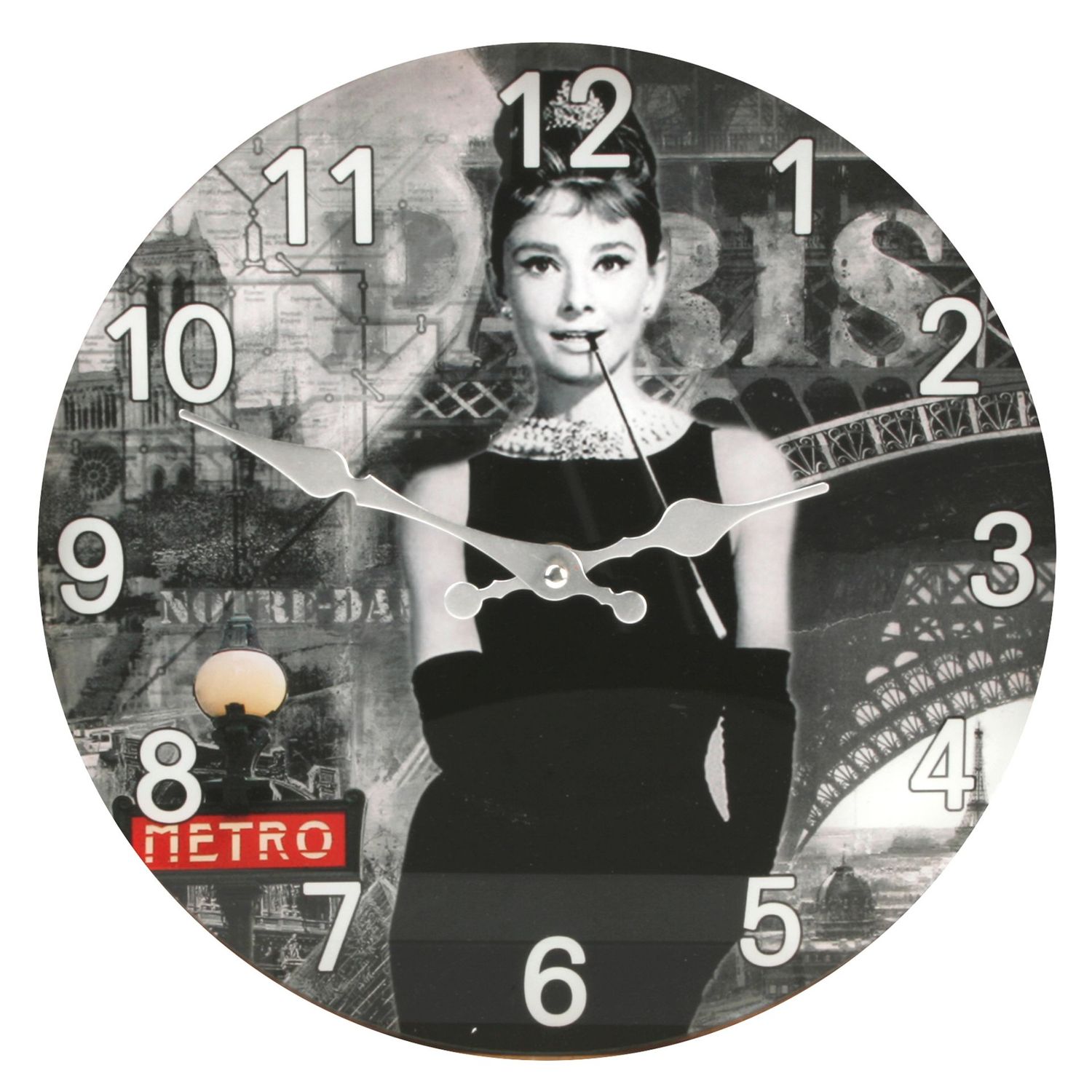 Breakfast at Tiffany&#39;s Glass Wall Clock 30cm Female Icon