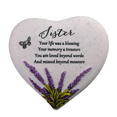 Sister Graveside Thoughts of You Lavender Heart Stone