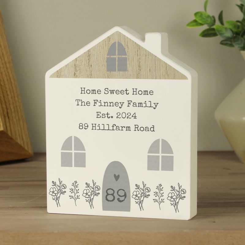 Personalised Grey Wooden House Ornament Personalised Grey Wooden House Ornament