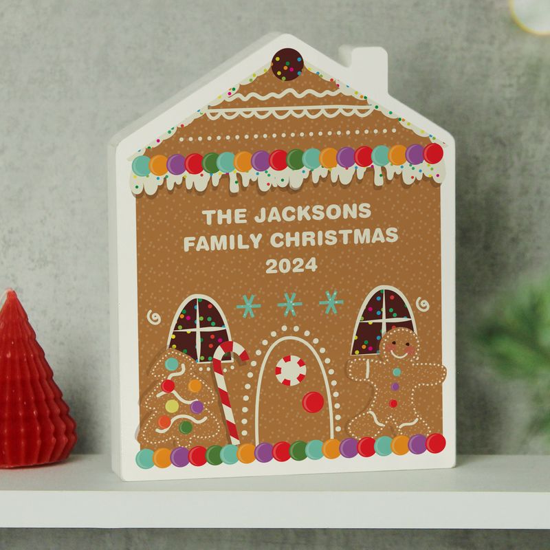 Personalised Gingerbread House Christmas Wooden Ornament Personalised Gingerbread House Christmas Wooden Ornament