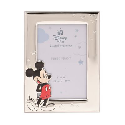 Disney Silver Mickey Mouse Photo Frame 4&quot; x 6&quot; - Made In Italy