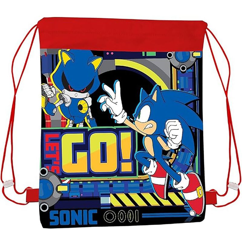 Sonic The Hedgehog Let&#39;s Go Drawstring Bag Pull String P.E. Gym School Swimming