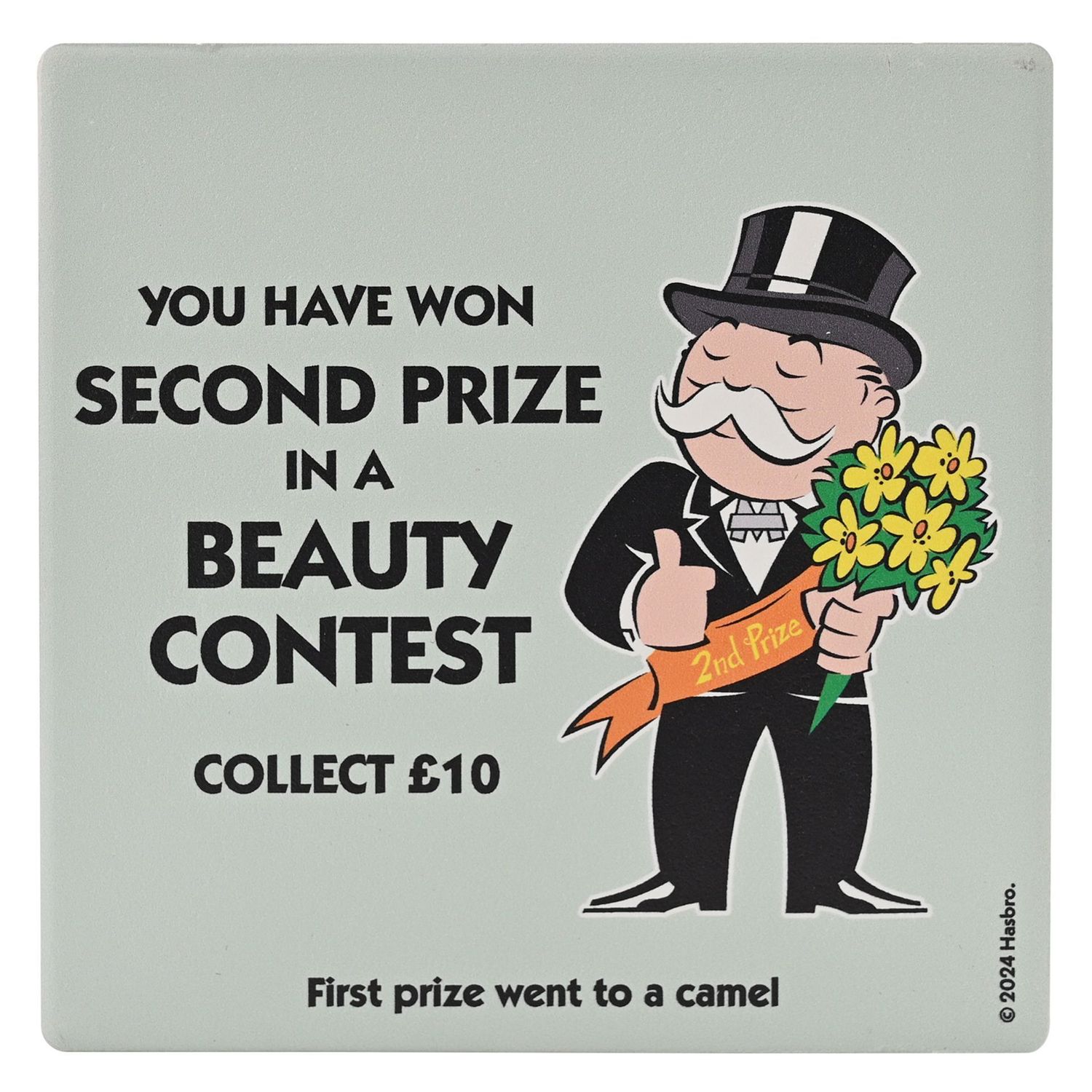 Monopoly Square Coaster in Ceramic &amp; Cork Finish - Beauty Contest
