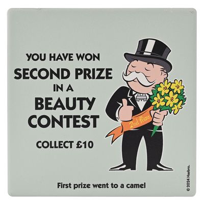 Monopoly Square Coaster in Ceramic &amp; Cork Finish - Beauty Contest