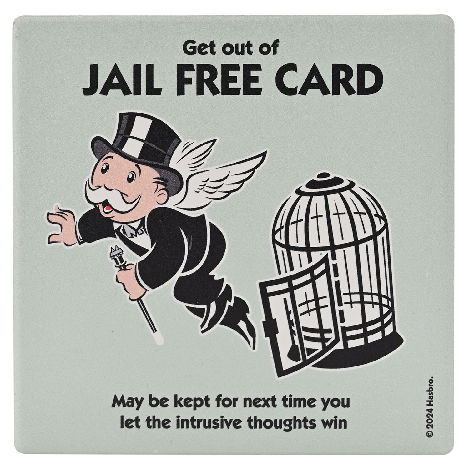 Monopoly Square Coaster in Ceramic &amp; Cork Finish - Jail Free Card