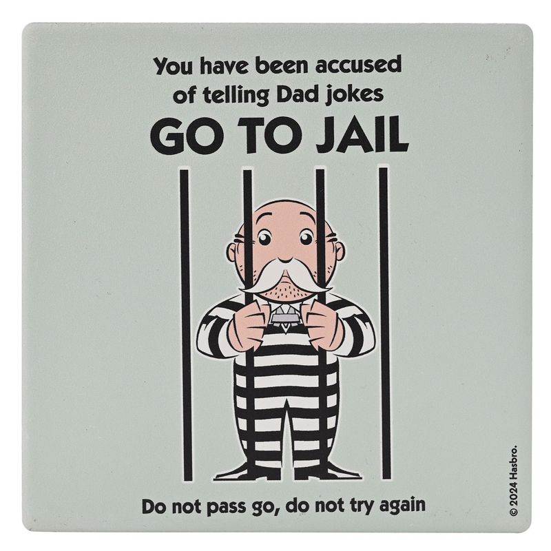 Monopoly Square Coaster in Ceramic &amp; Cork Finish - Go To Jail