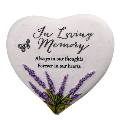 In Loving Memory Graveside Thoughts of You Lavender Heart Stone
