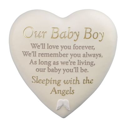 Our Baby Boy Heart Memorial Plaque | Thoughts Of You | Baby Graveside Stone