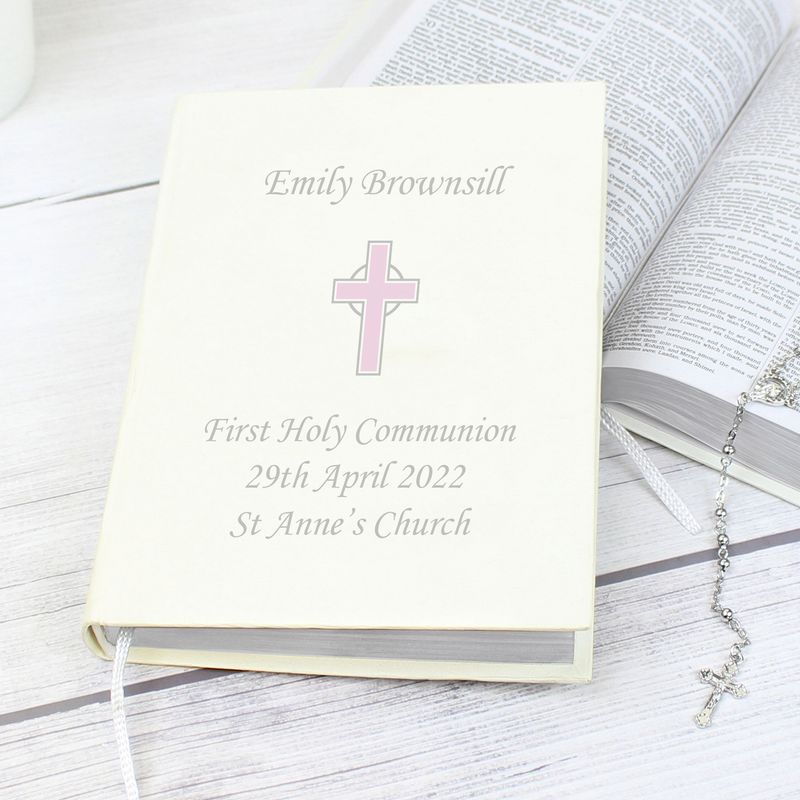 Personalised Pink Cross Holy Bible - Eco-friendly Personalised Pink Cross Holy Bible - Eco-friendly