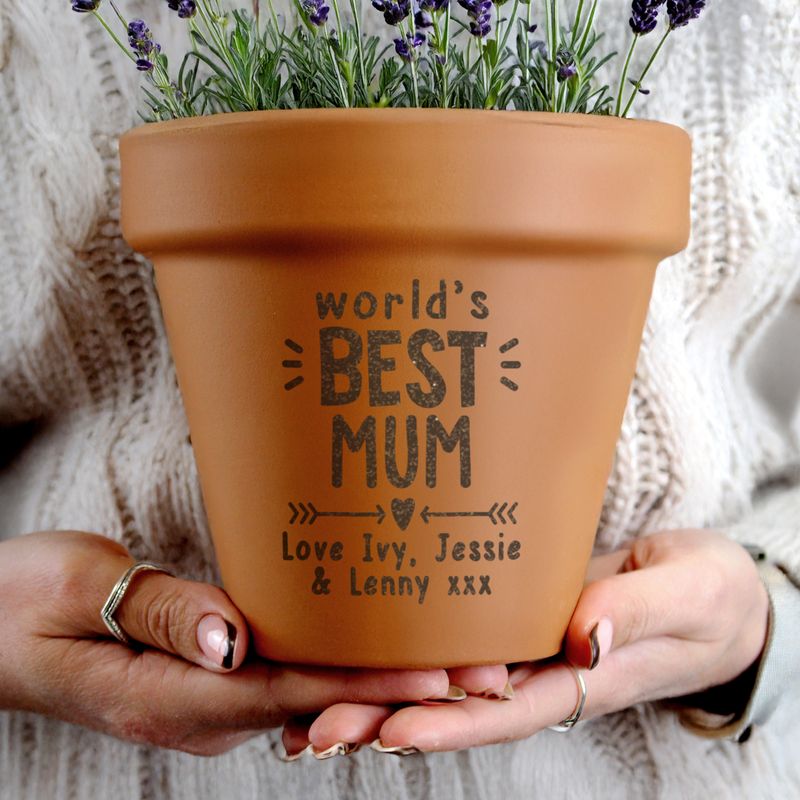 Personalised Worlds Best Terracotta Plant Pot I Flower Pot - Gardening Gift