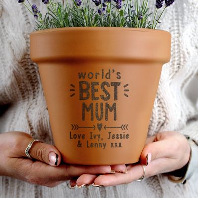 Personalised Worlds Best Terracotta Plant Pot I Flower Pot - Gardening Gift