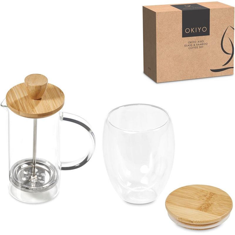Okiyo Aibo Glass &amp; Bamboo Coffee Set