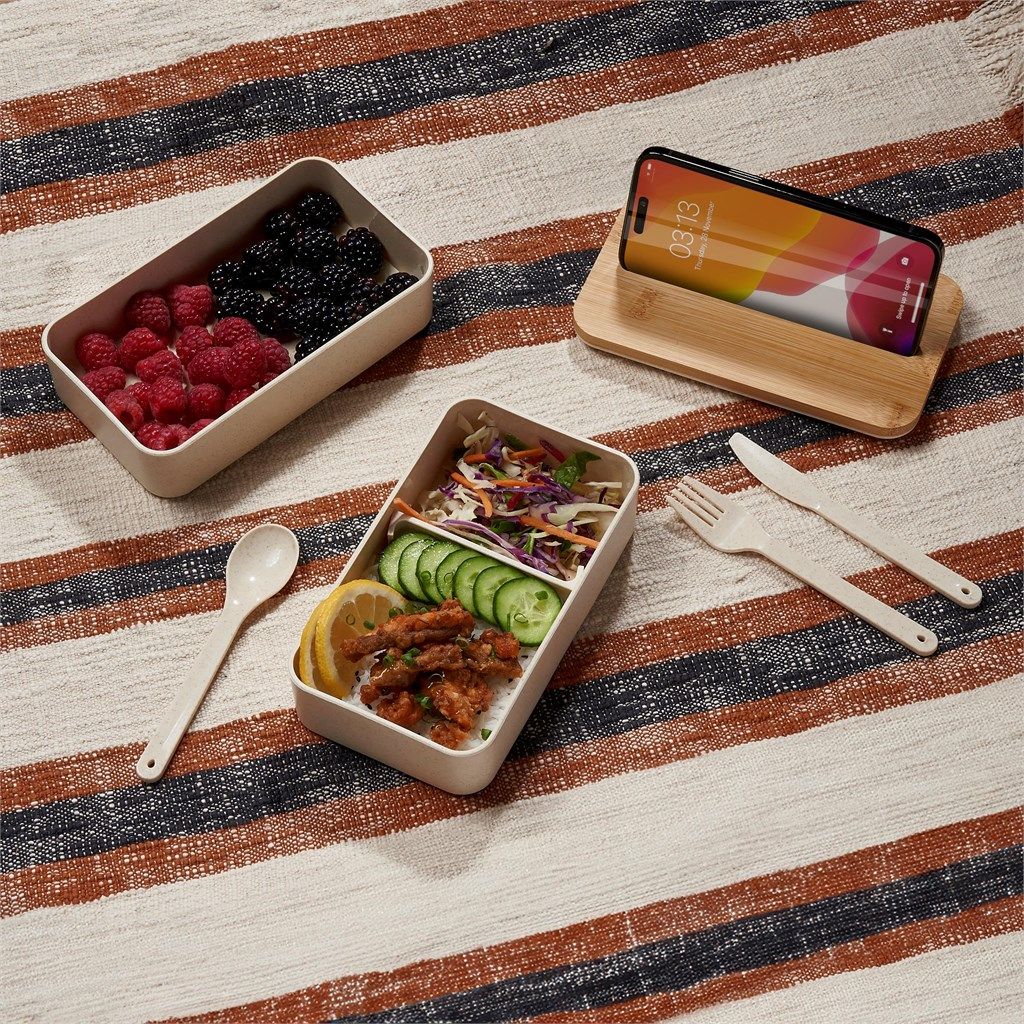 Okiyo Dura Wheat Straw Lunch Box &amp; Phone Stand