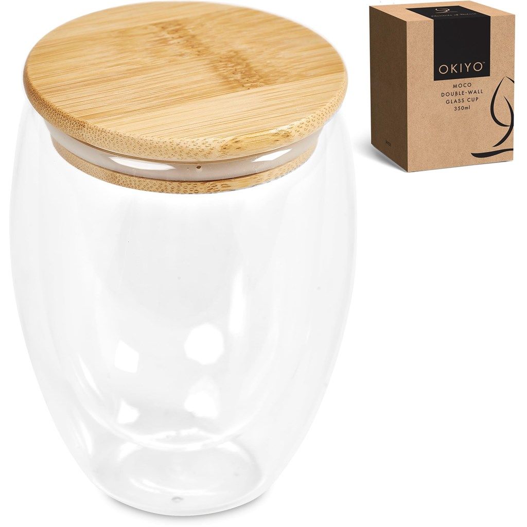 Okiyo Moco Glass &amp; Bamboo Double-Wall Cup - 350ml