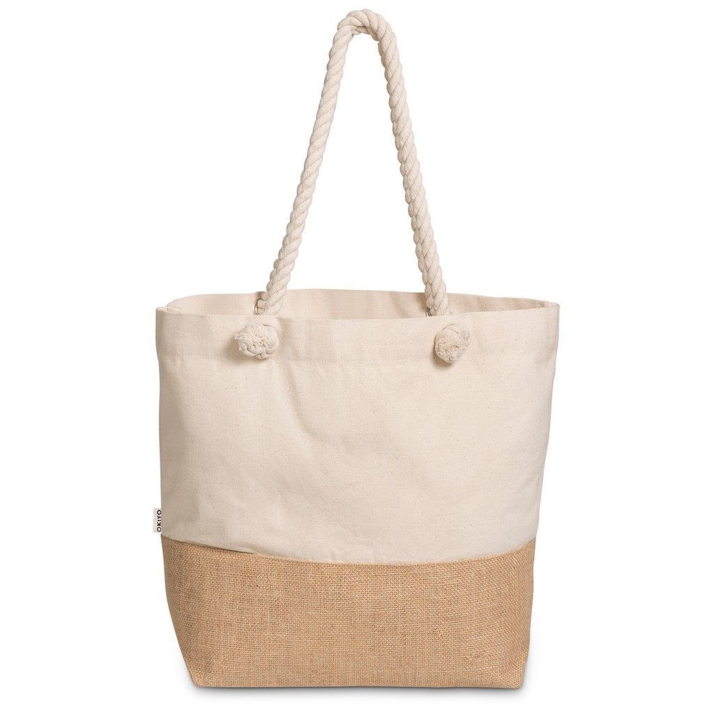 Okiyo Suna Jute &amp; Cotton Beach Bag