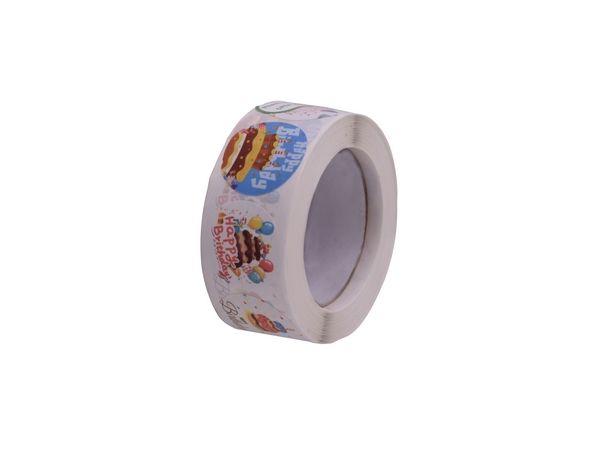 500pcs Sticker Roll - Happy Birthday