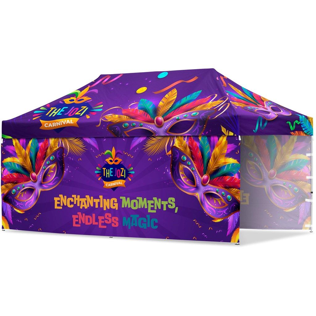 Coated Steel Sublimated Gazebo 6m x 3m - 2 Long Full-Wall Skins