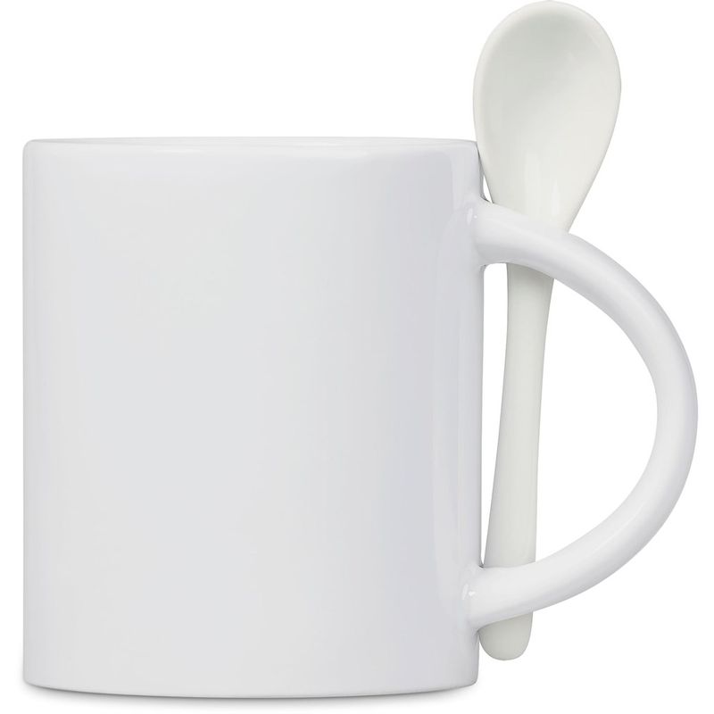Eden Sublimation Ceramic Coffee Mug &amp; Spoon Set - 320ml