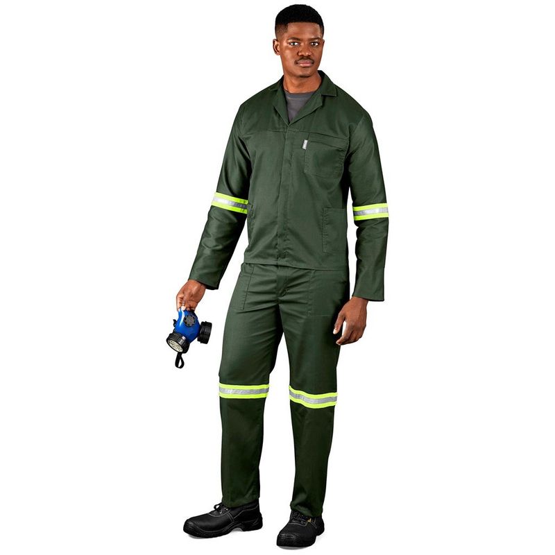 Acid Resistant Polycotton Conti Suit - Reflective Arm &amp; Legs - Yellow Tape