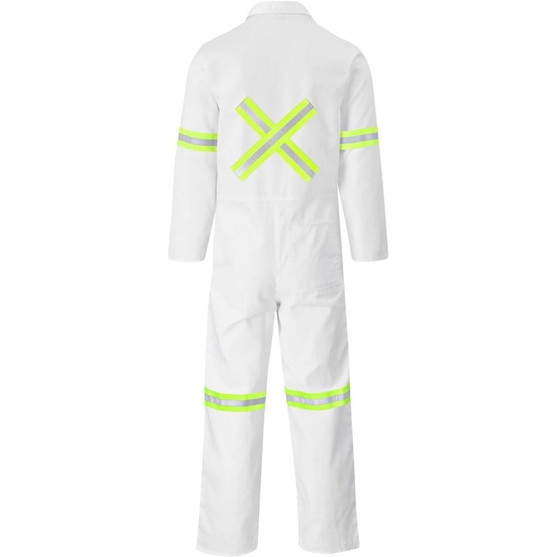 Safety Polycotton Boiler Suit - Reflective Arms Legs &amp; Back - Yellow Tape