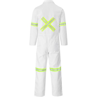 Safety Polycotton Boiler Suit - Reflective Arms Legs &amp; Back - Yellow Tape