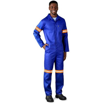 Safety Polycotton Boiler Suit - Reflective Arms &amp; Legs - Orange Tape
