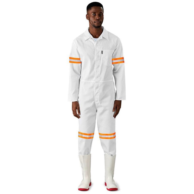Safety Polycotton Boiler Suit - Reflective Arms &amp; Legs - Orange Tape