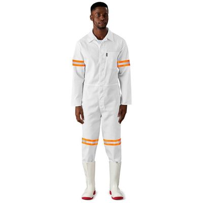 Safety Polycotton Boiler Suit - Reflective Arms &amp; Legs - Orange Tape