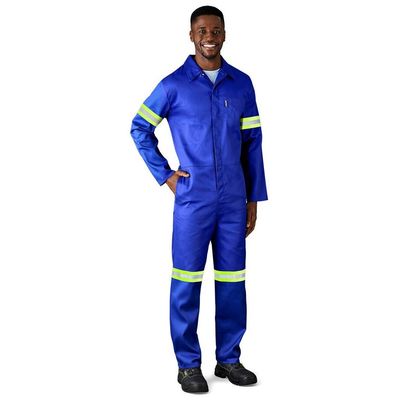 Safety Polycotton Boiler Suit - Reflective Arms &amp; Legs - Yellow Tape
