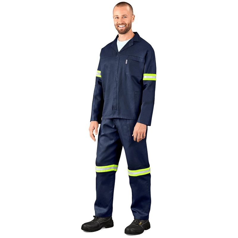 Technician 100% Cotton Conti Suit - Reflective Arms &amp; Legs - Yellow Tape