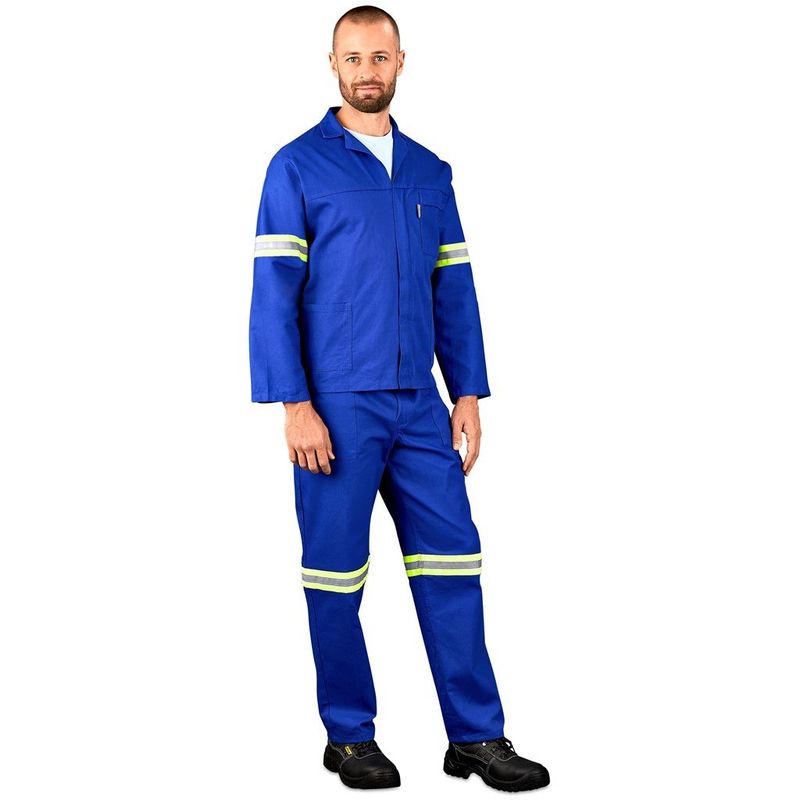 Technician 100% Cotton Conti Suit - Reflective Arms &amp; Legs - Yellow Tape