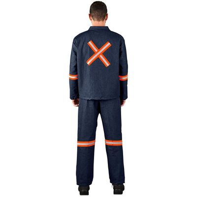 Vintage 100% Cotton Denim Conti Suit - Reflective Arms, Legs &amp; Back - Orange Tape