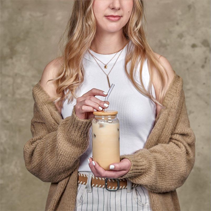 Okiyo Natsu Glass &amp; Bamboo Tumbler &amp; Straw - 500ml