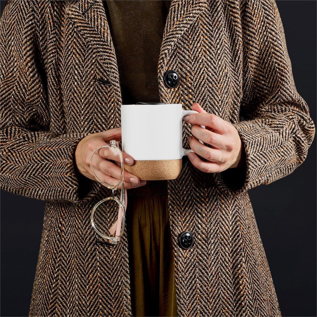 Serendipio Sienna Cork &amp; Ceramic Sublimation Coffee Mug - 340ml