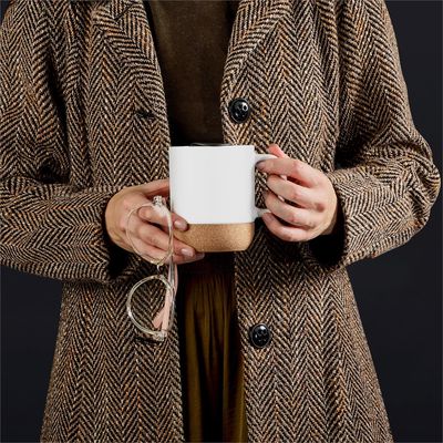 Serendipio Sienna Cork &amp; Ceramic Sublimation Coffee Mug - 340ml