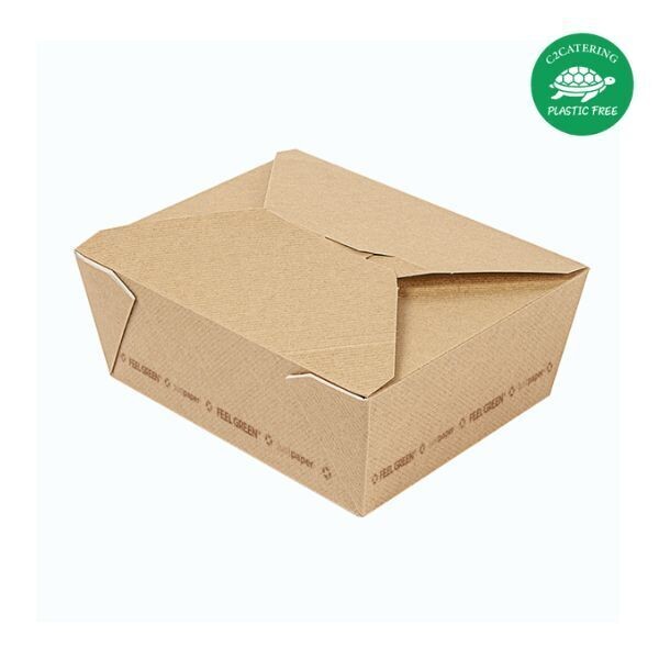 CAIXA TAKE AWAY SEM PLÁSTICO, 1350 ML. Em cartão micro-canelado