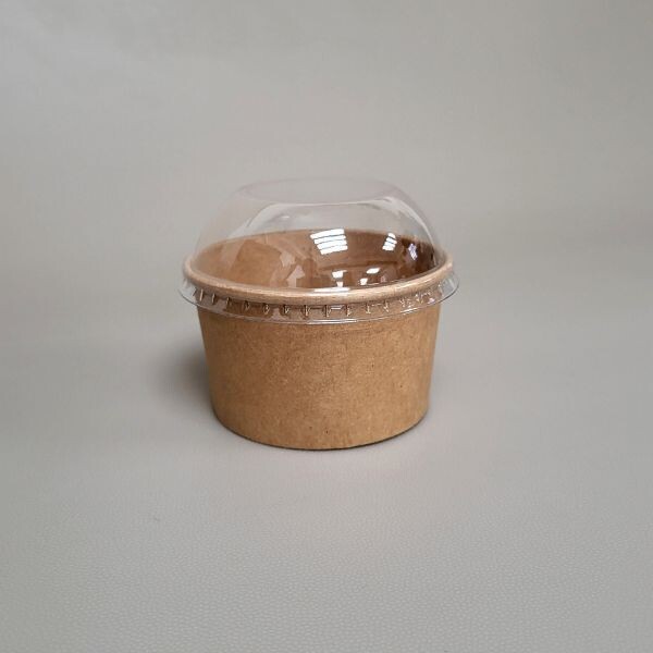 TAÇA GELADOS KRAFT, COM TAMPA CÚPULA 180 ml