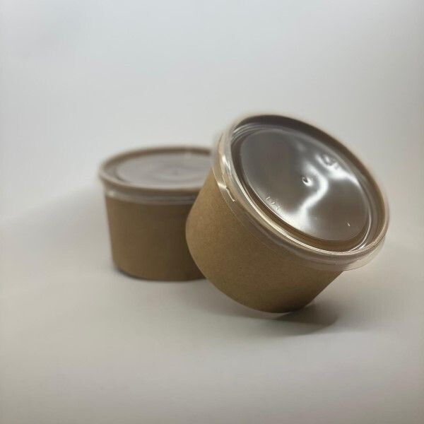 TAÇA EM CARTÃO KRAFT 480 ml C/ TAMPA EM PP