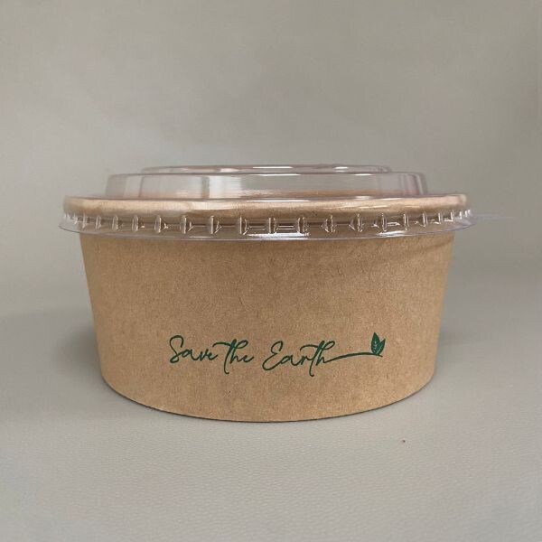 SALADEIRA CARTÃO KRAFT 1000 ml C/ TAMPA rPET